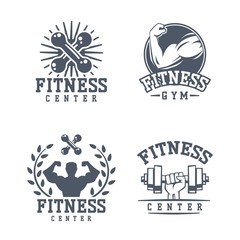 Gym fitness logo vector badge.