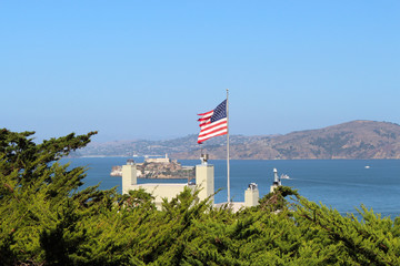 Flying american flag