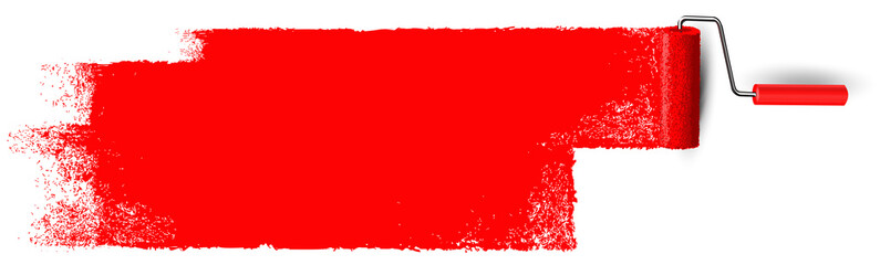Anstrich mit Farbroller Banner - Rote Fläche mit Textur  - 126700134