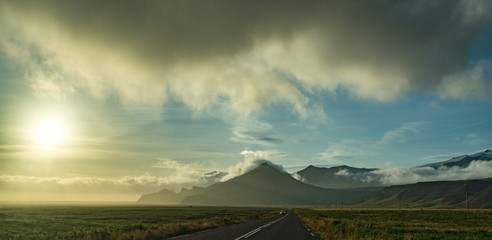 Iceland Sunset on the Road