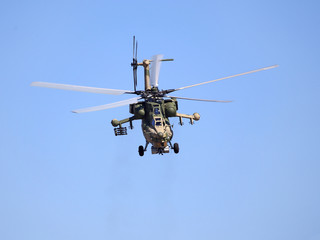 Combat helicopter in flight