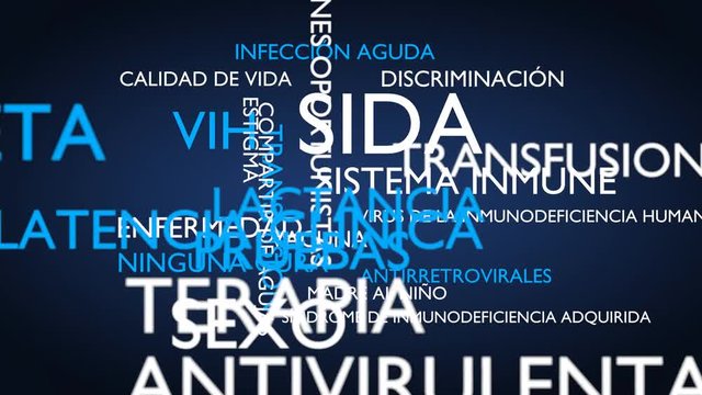 Diabetes, glucose, disease, insulin word tag cloud - blue, Spanish variant, 3D rendering, UHD