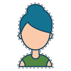 woman character with cuttihng line vector illustration design
