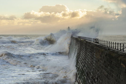 Stormy Sea at Tynemouth Pier. England. UK.