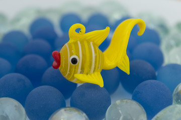 fish yellow white glass beads