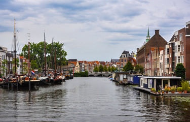 View of the canals of Leiden, Netherlands