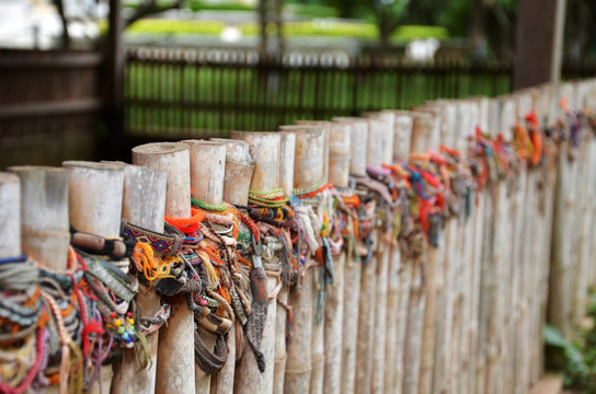 Colored bracelets of the killing fields of Choeung Ek in Phnom P