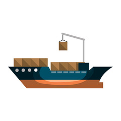 cargo ship silhouette icon vector illustration design