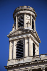 Fototapeta na wymiar Tower of Saint sulpice church in Paris, France