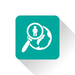 Global search person flat icon. Vector illustration.