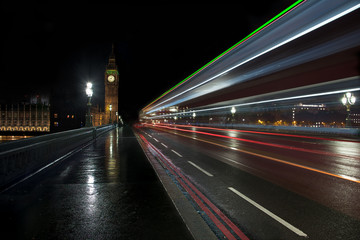 Fototapeta na wymiar City Lights - Long exposure Westminster Bridge, London, UK