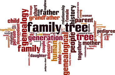 Family tree word cloud concept. Vector illustration