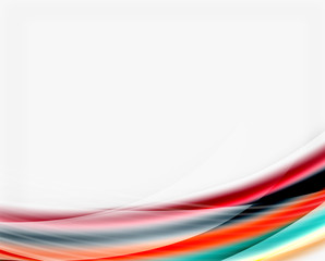 Smooth colorful line on white. Wave abstract background