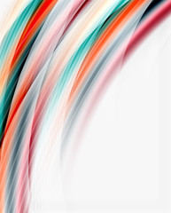 Smooth colorful line on white. Wave abstract background