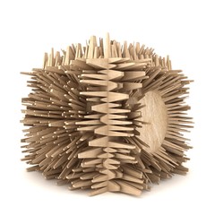 3D Illustration Of Wooden Abstract Urban City Boxes From Cube 