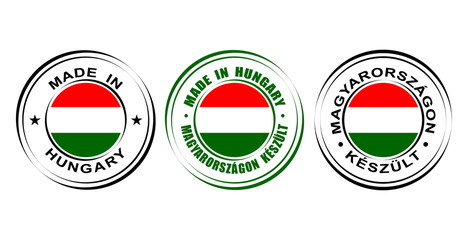 Round label "Made in Hungary" with flag