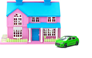 House and car on white background
