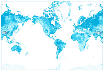 Fototapeta na wymiar Physical World Map-America Centered