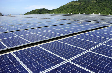 Solar PV Rooftop System Mountain Background