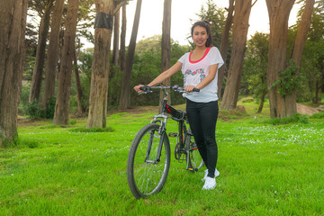 Naklejka premium Asian gril and bikcycle