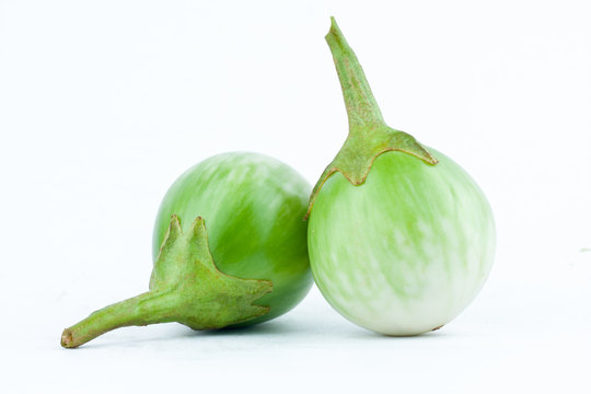 fresh thai eggplant or Yellow berried nightshade on white background eggplant aubergine  vegetable isolated

