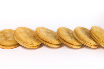 Crackers on white background