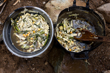 bamboo shoot and vegetable with green Chlorophyll soup (Yanang),