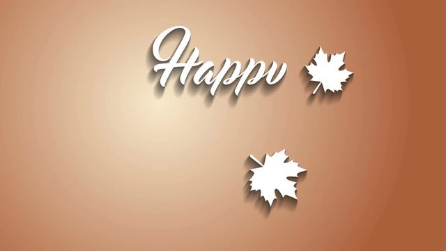 4K Thanksgiving greeting card with Happy Thanksgiving animation lettering text. Ifinity loop thanksgiving card. White text. Brown background. Animate shadows.