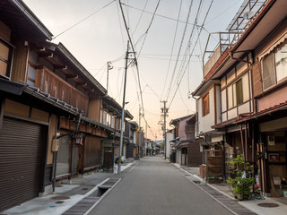 Fototapeta premium street at sunset, old town, Takayama, Japan