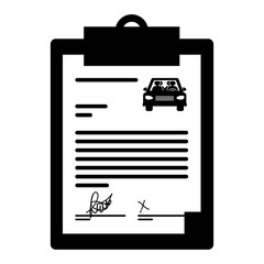 report table with rent a car document icon over white background. vector illustration