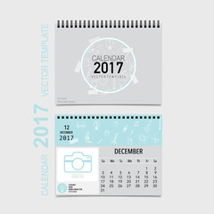 2017 Calendar planner vector design, monthly calendar template f