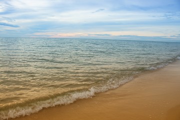 Fototapeta premium Sea water, beach, and sky. motion of the sea in the morning. 