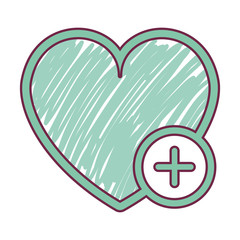 heart shape with cross icon inside circle over white background. vector illustration