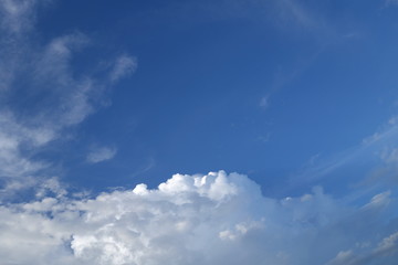 Clouds against clear blue sky background