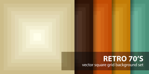 Square pattern set "Retro 70's". Vector seamless backgrounds
