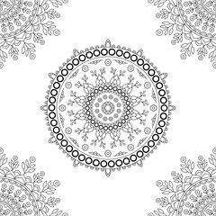 Circle mandala floral pattern. Vintage decorative round element. Circle floral ornament. East motif. Vector illustration.
