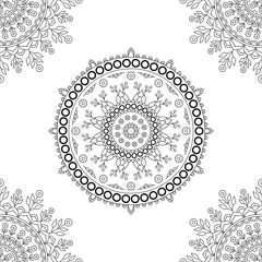 Circle mandala floral pattern. Vintage decorative round element. Circle floral ornament. East motif. Vector illustration.