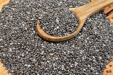 chia seed with spoon on table