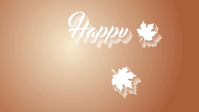 4K Thanksgiving greeting card with Happy Thanksgiving animation lettering text. Ifinity loop thanksgiving card. White text. Brown background. Whith white shadows.