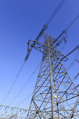 High voltage towers, close-up pictures