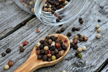 peppercorn in spoon on table