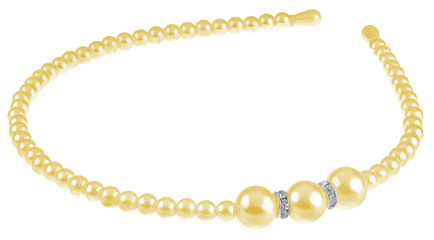Head band with big golden pearls design, isolated on white
