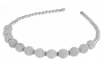 Head band with big white pearls design, isolated on white