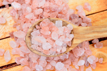 pink salt on table