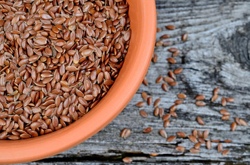 flax seed in bowl on table