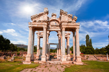Fototapeta na wymiar Famous Tetrapylon Gate in Aphrodisias