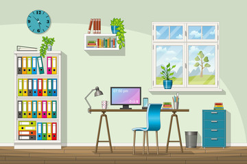 Illustration of interior equipment of a modern home office