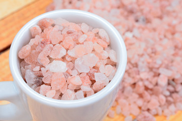 Fototapeta na wymiar pink salt on table