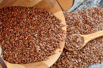 flax seed in bowl on table