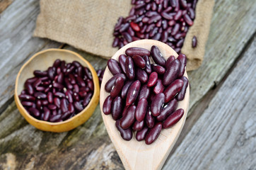 red beans in spoon on table